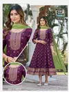 Riya Blue Hills Rayon Foil Printed Anarkali Online Gown With Dupatta